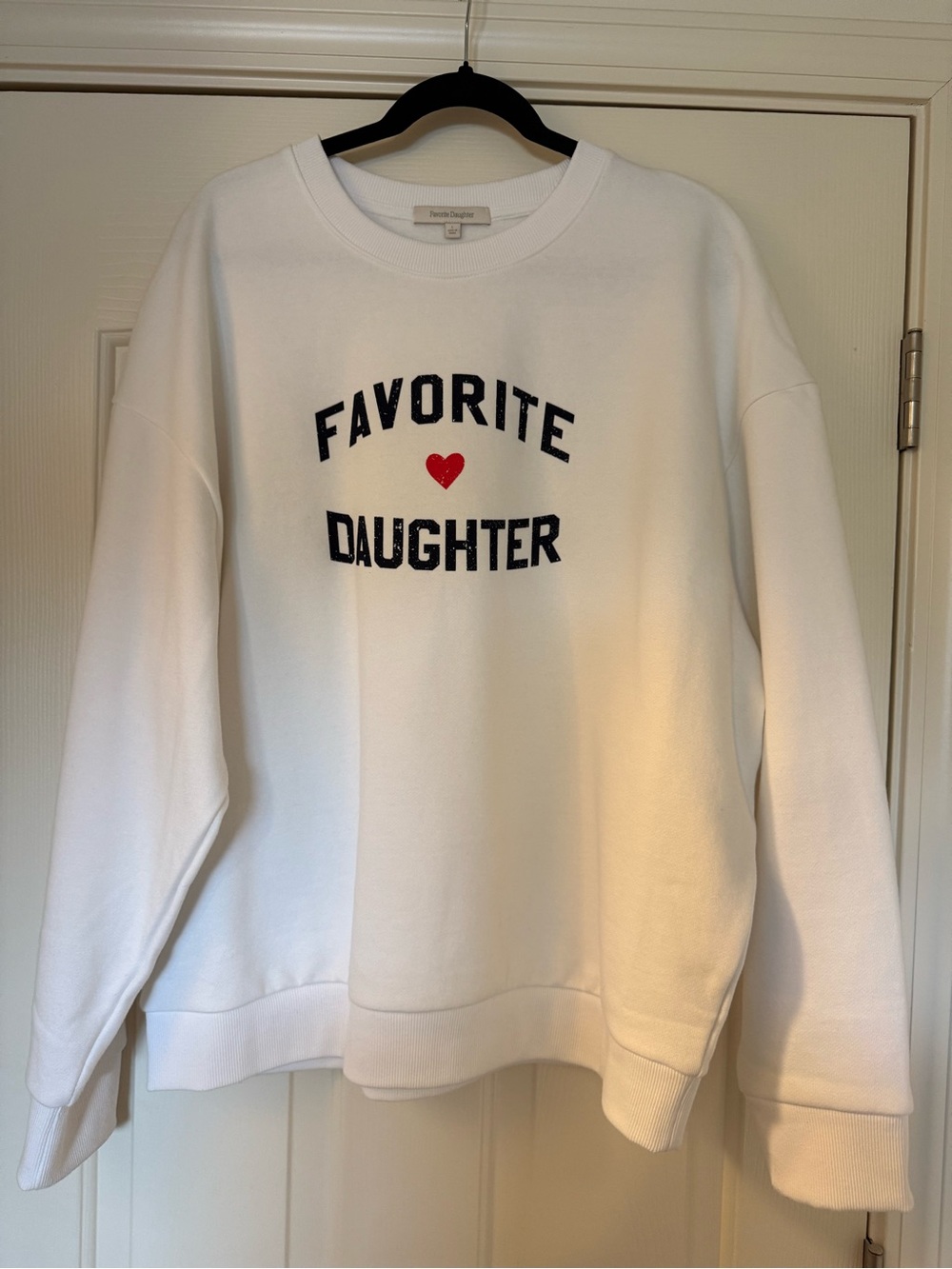 Favorite Daughter White Crewneck Sweatshirt with Red Heart